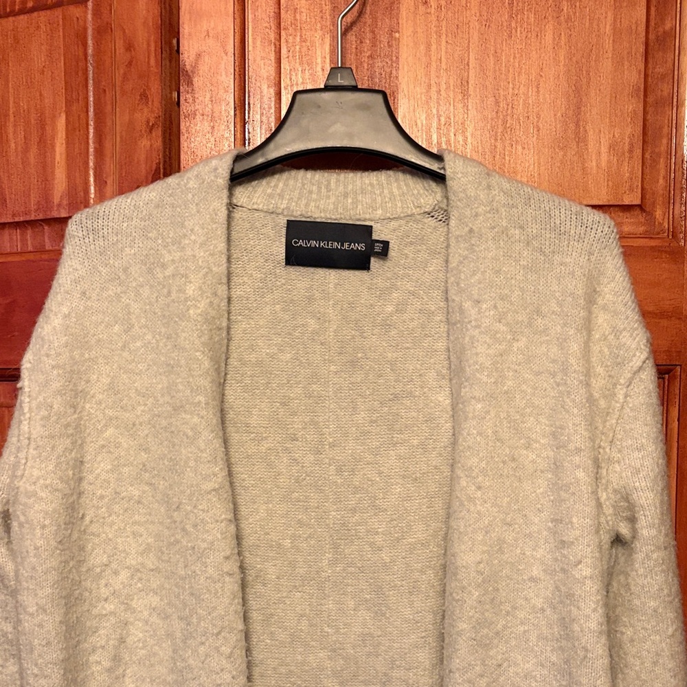 Calvin Klein Jeans Women's Soft Light Gray Open Cardigan